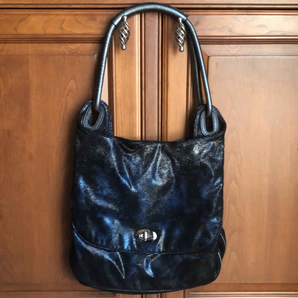 Donald j Pliner navy soft fabric shoulder bag